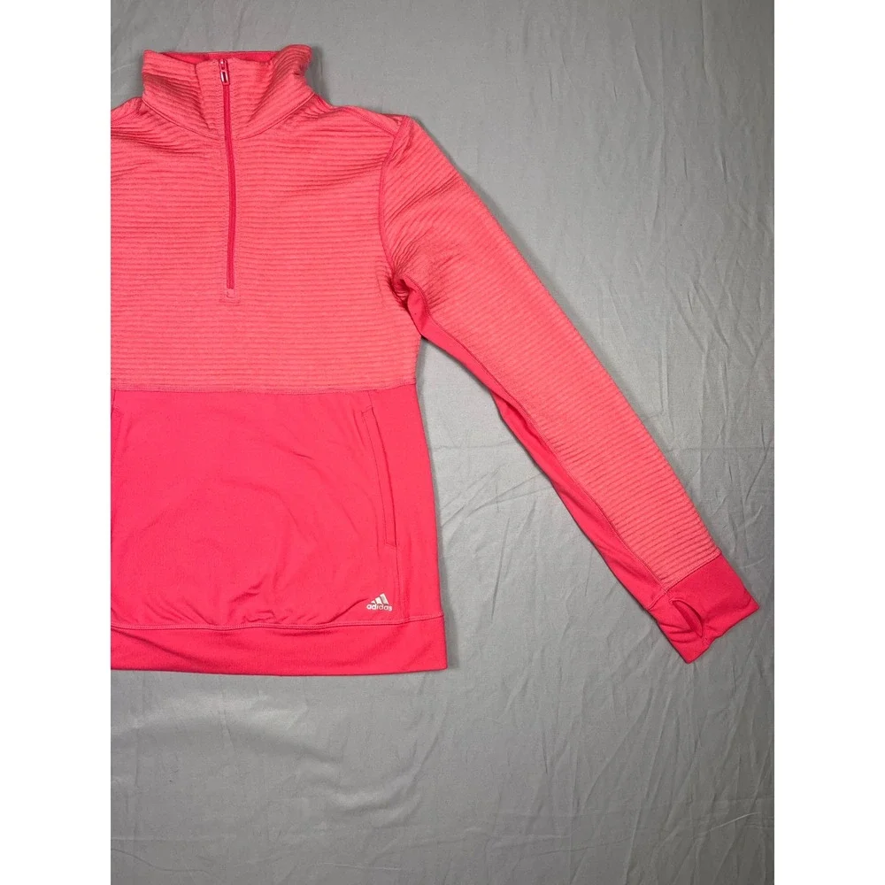 Adidas Quarter Zip Pullover Womens Pink Climalite Textured